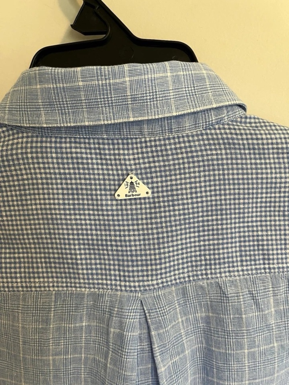 Barbour Light Blue Patchwork Check Button-Up Blouse - Picture 6 of 6